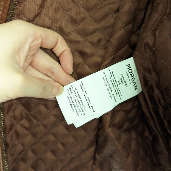 Real Fox Fur Trim Quilted Leather Biker Jacket - Picture 7 of 11